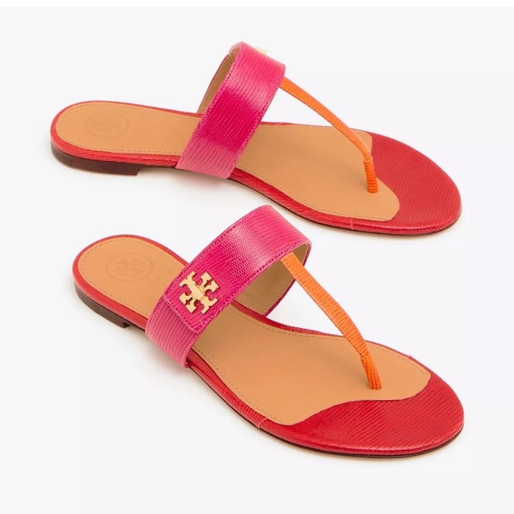 NEW TORY BURCH Kira Embossed Thong Sandals